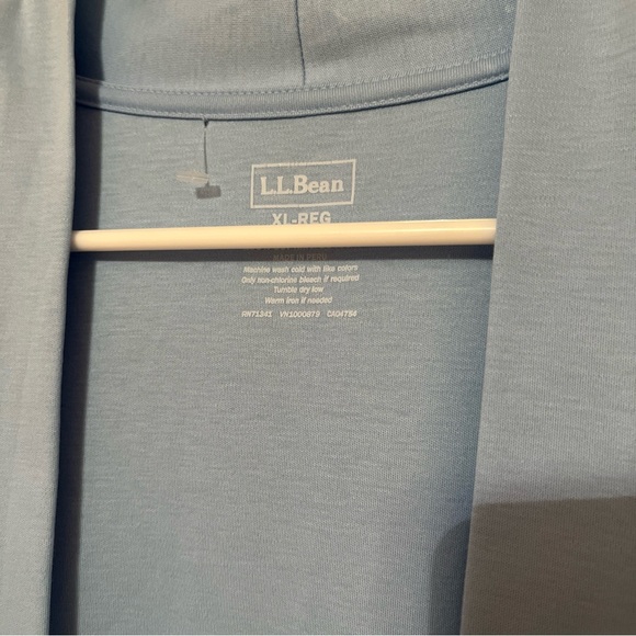 LL Bean XL Cozy Open Front Lounge Cardigan Blue Minimalist Sweater with Pockets - Picture 6 of 9